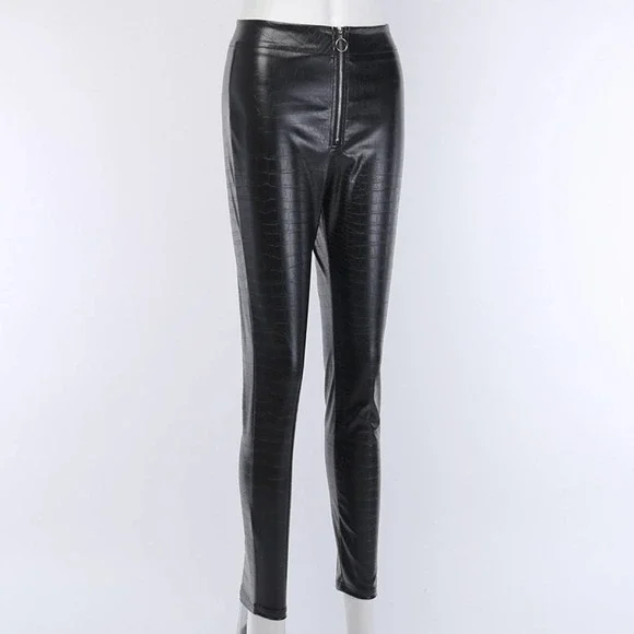 Elastic Waist Tie Zipper Casual Skinny Pants - Picture 7 of 11